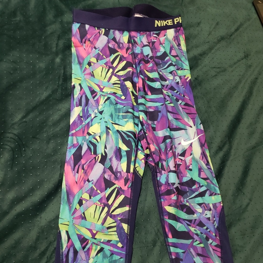 Nike pro 3/4 tights yoga running tropical